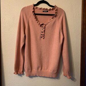Soft Pink/Blush Sweater with Ruffle details  - Womens Size L